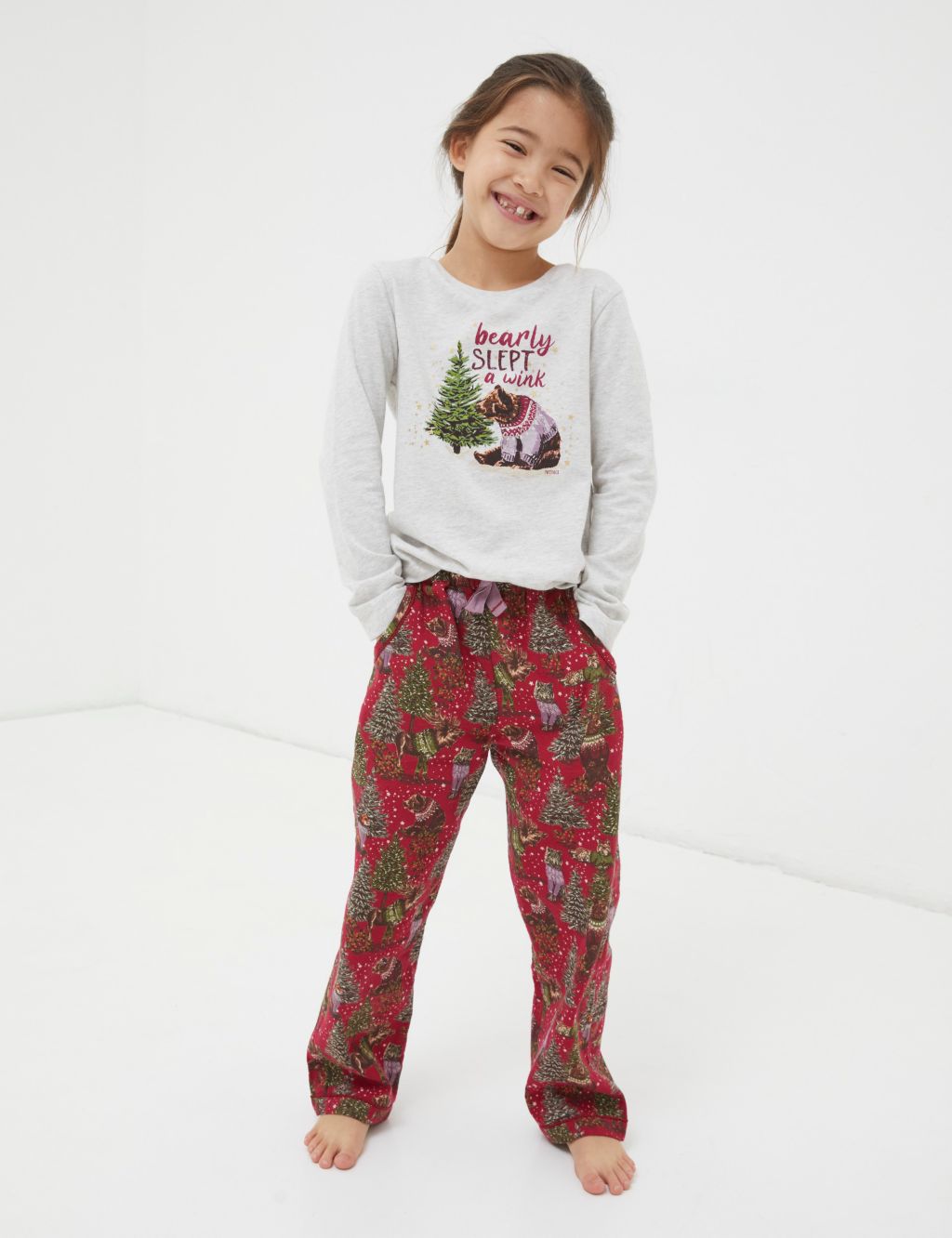 Pure Cotton Christmas Bear Pyjamas  (3-13 Yrs)