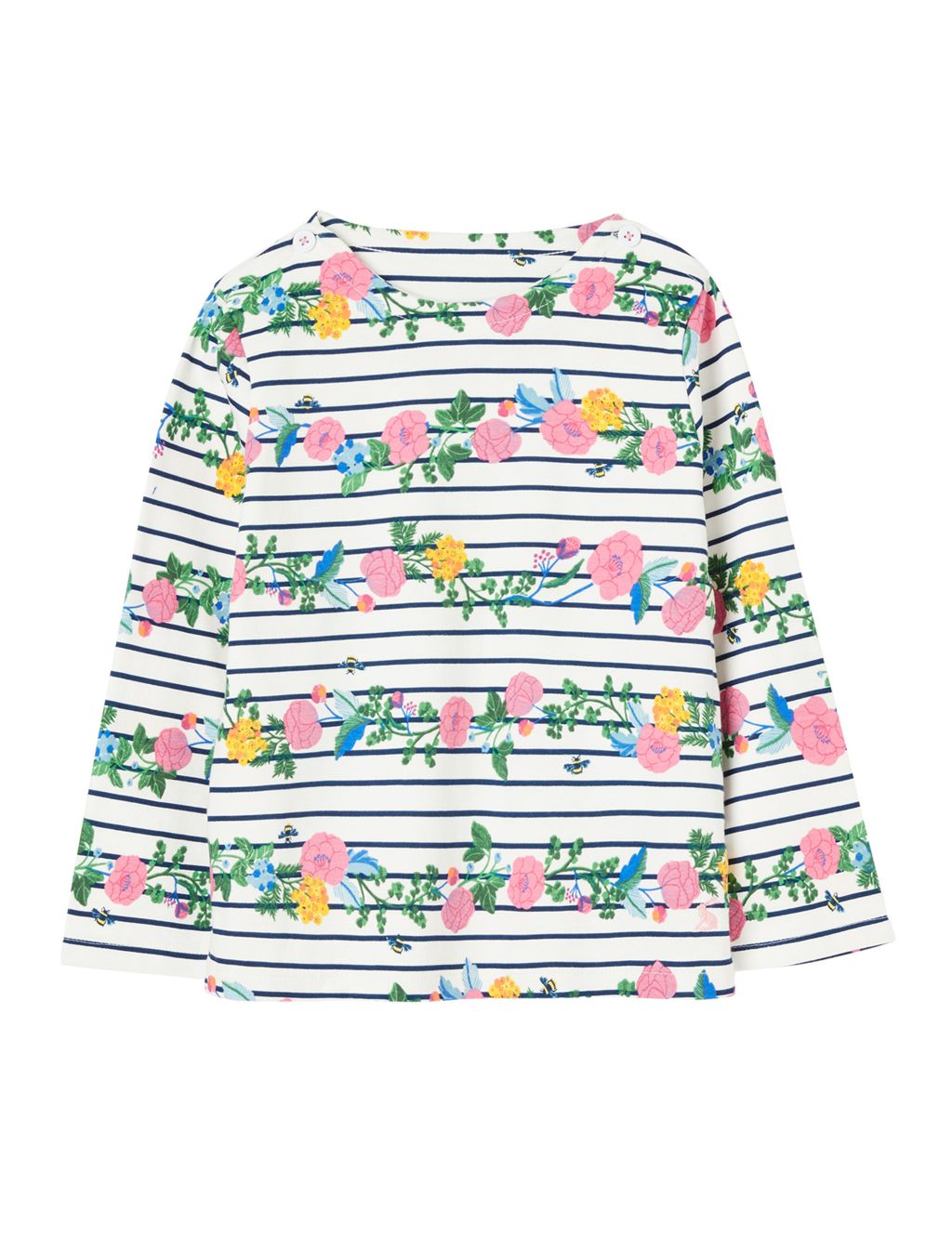 Pure Cotton Floral Striped Top (2-12 Yrs) image 1