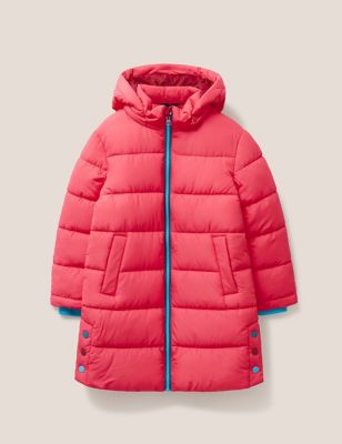 White Stuff Girls Hooded Quilted Longline Jacket (3-10 Yrs) - 9-10Y - Pink, Pink