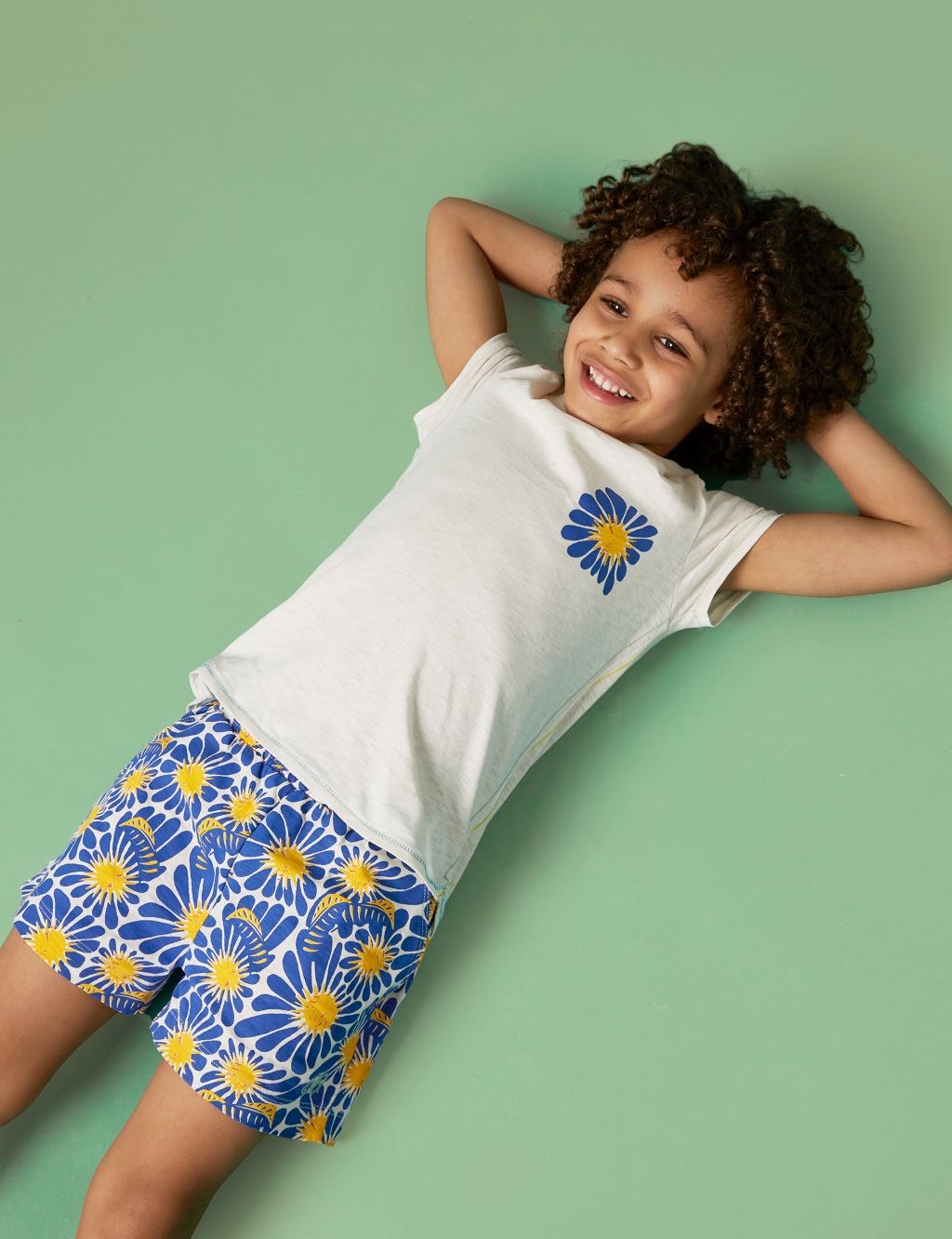 Pure Cotton Floral Short Pyjama Set (3-10 Yrs) image 1