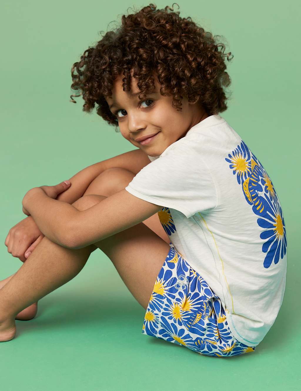 Pure Cotton Floral Short Pyjama Set (3-10 Yrs) image 2