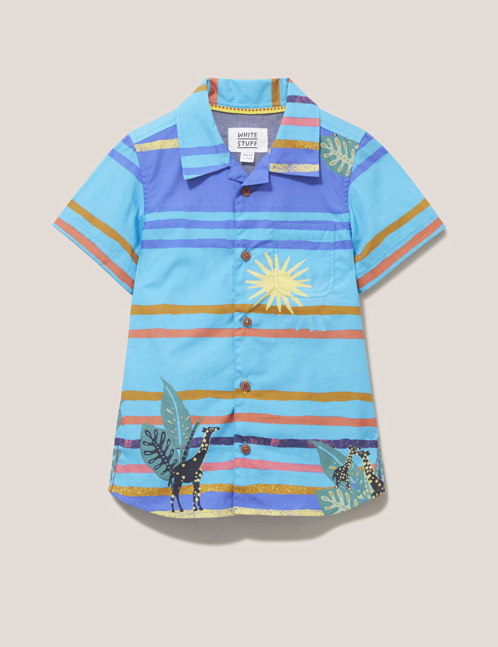 Pure Cotton Striped Giraffe Print Shirt (3-10 Yrs) image 2