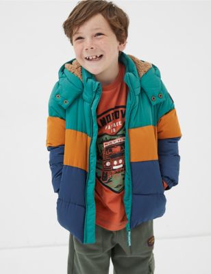 Fatface Boys Hooded Padded Jacket (3-13 Yrs) - 10-11 - Green, Green