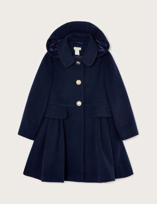 Monsoon Girls Hooded Coat (3-15 Yrs) - 12-13 - Navy, Navy