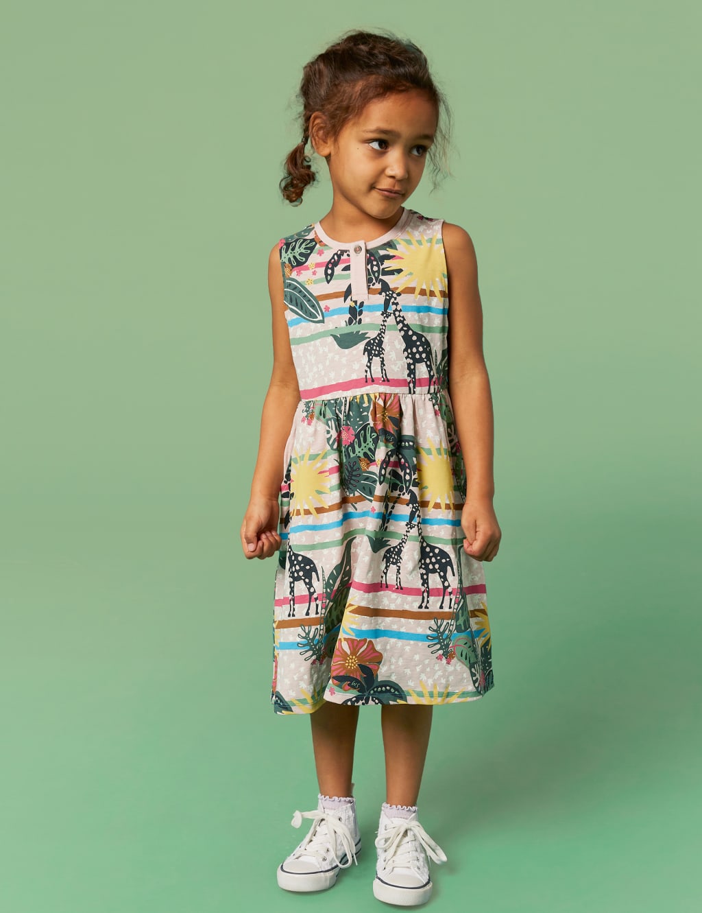 Pure Cotton Striped Giraffe Print Dress (3-10 Yrs) image 1
