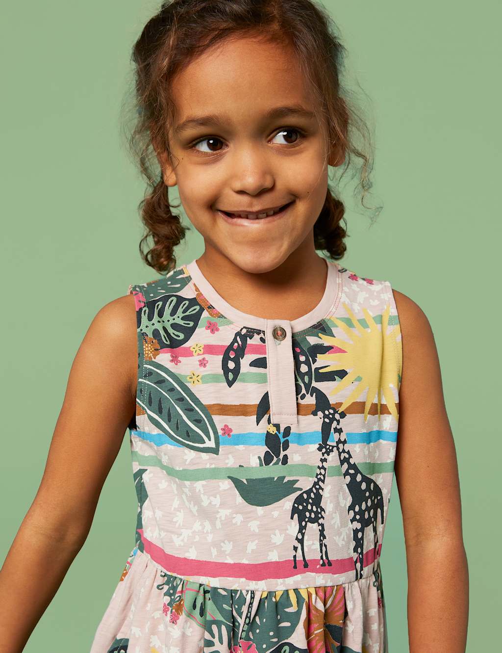 Pure Cotton Striped Giraffe Print Dress (3-10 Yrs) image 2