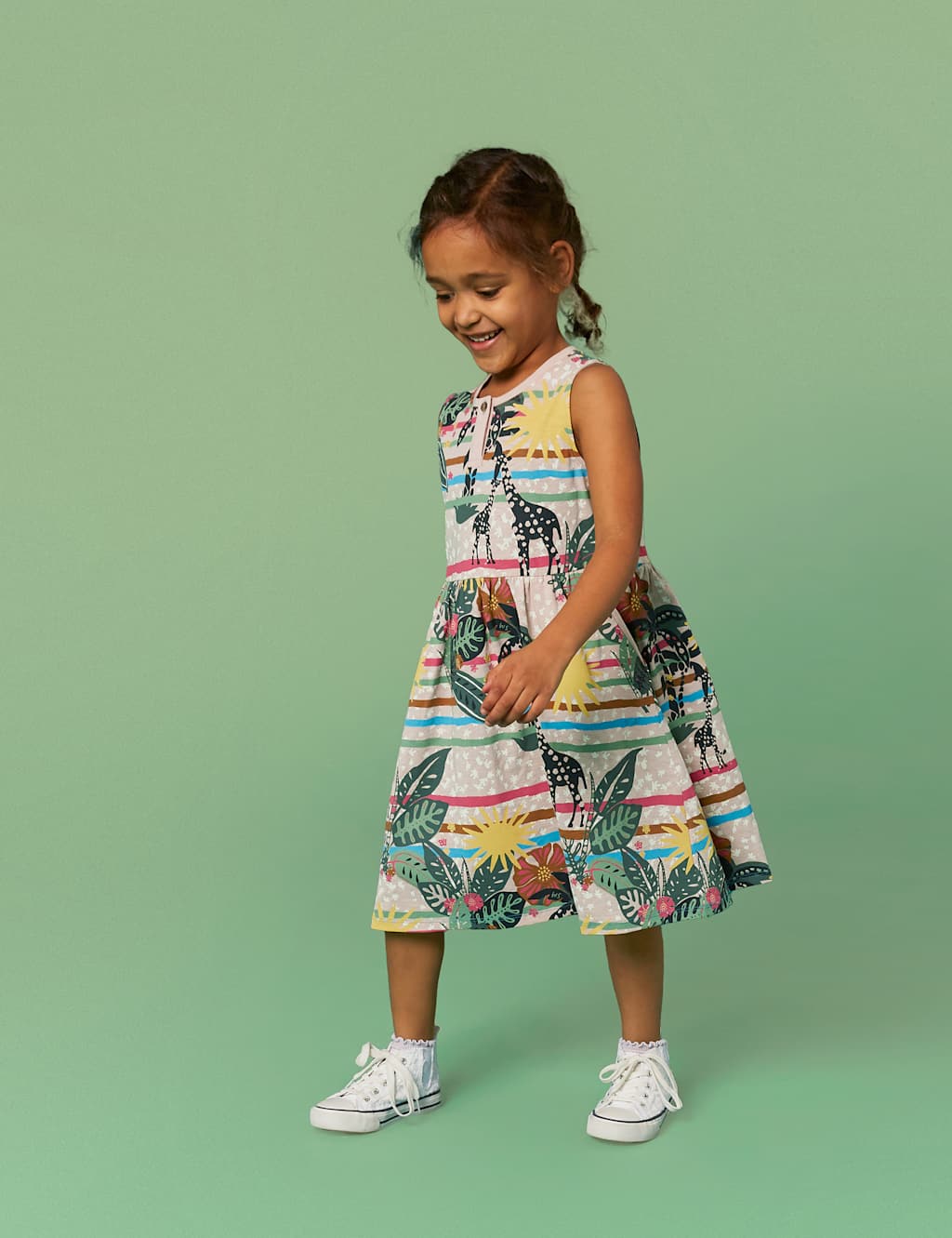 Pure Cotton Striped Giraffe Print Dress (3-10 Yrs) image 3