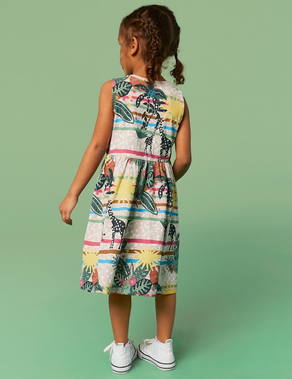 Pure Cotton Striped Giraffe Print Dress (3-10 Yrs) image 4