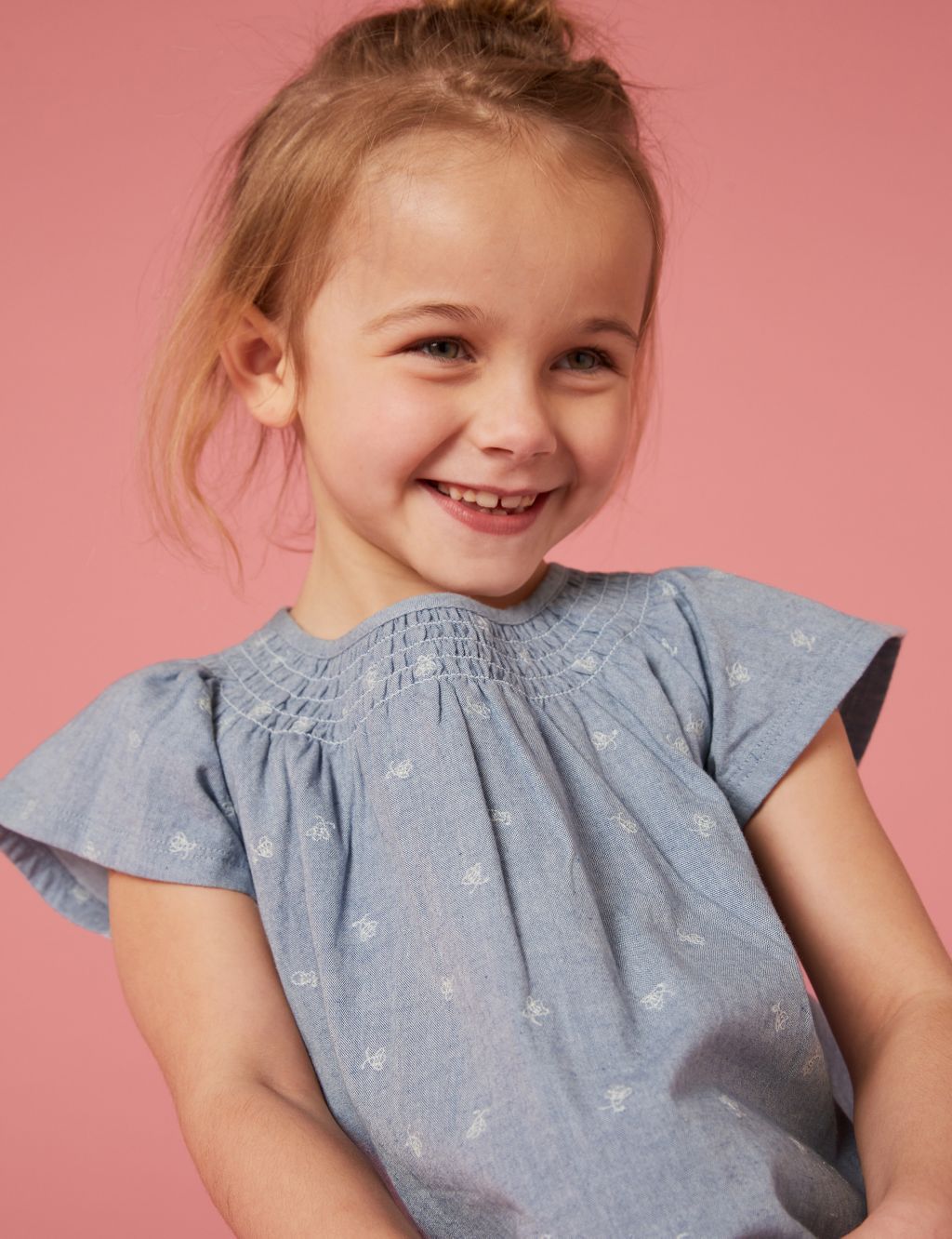Pure Cotton Embroidered Bee Dress (3-10 Yrs) image 3