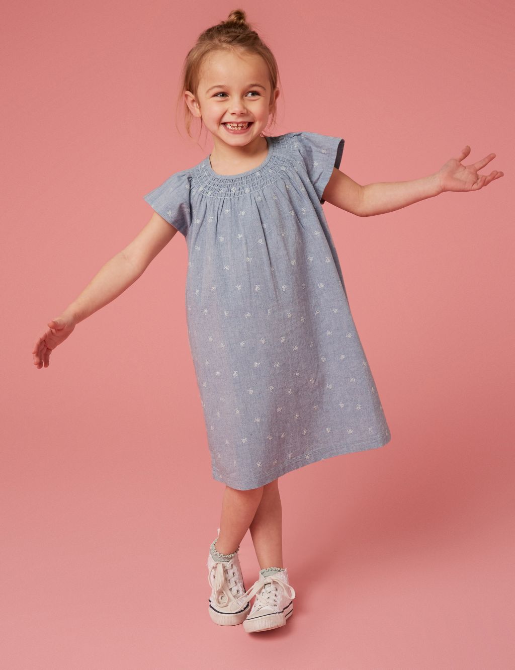 Pure Cotton Embroidered Bee Dress (3-10 Yrs) image 4