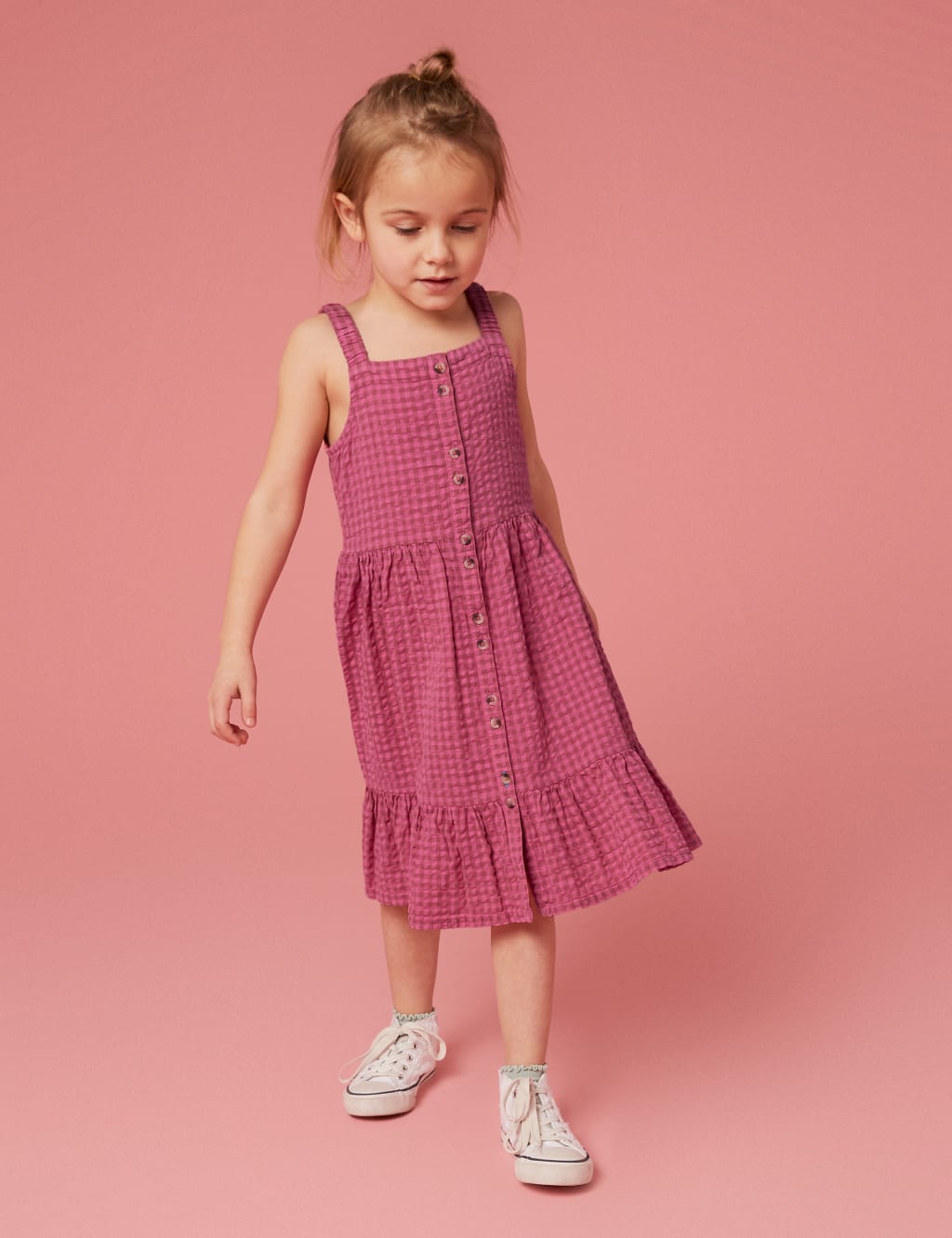 Pure Cotton Gingham Dress (3-10 Yrs) image 2