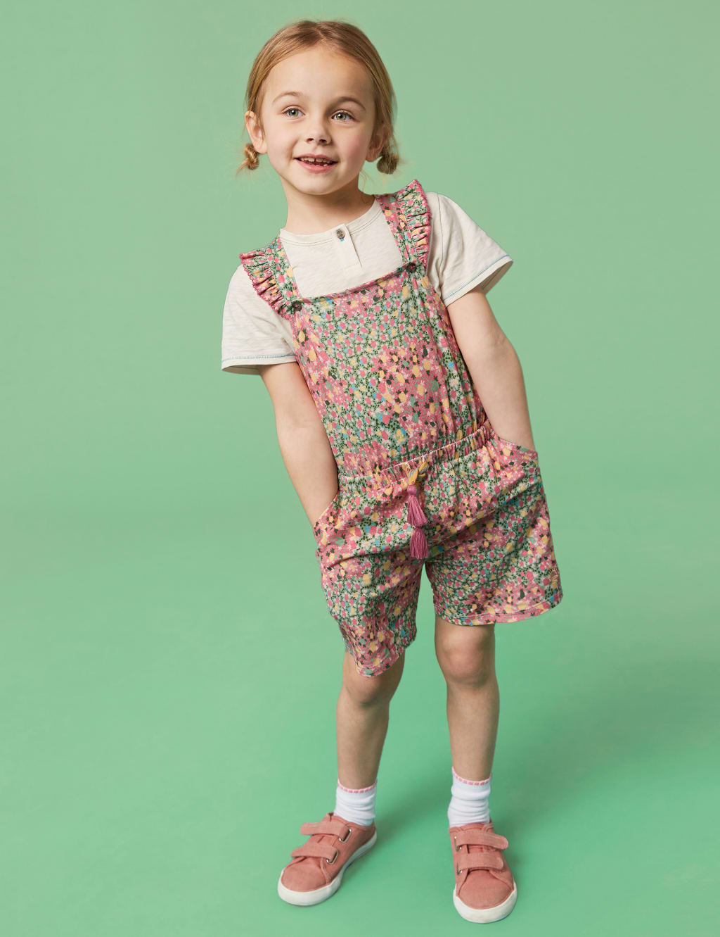 Pure Cotton Ditsy Print Playsuit (3-10 Yrs) image 4