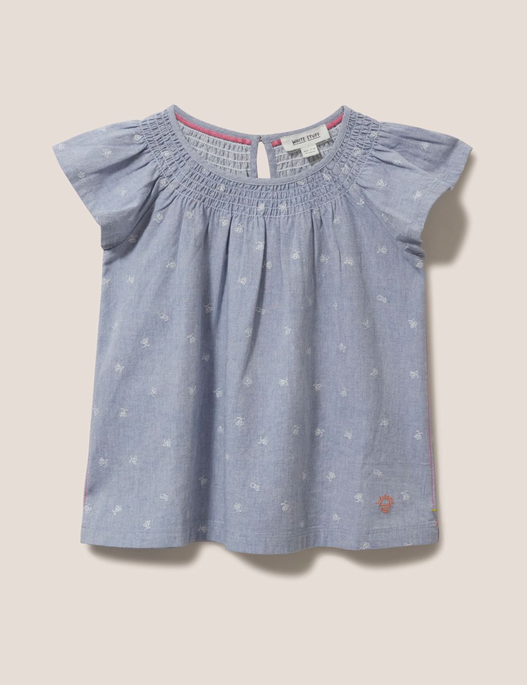 Pure Cotton Bee Embroidered Top (3-10 Yrs) image 2