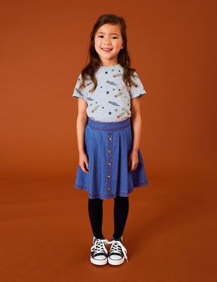 White Stuff Girl's Midi Denim Skirt (3 - 10 Yrs) - 3-4Y - Blue, Blue