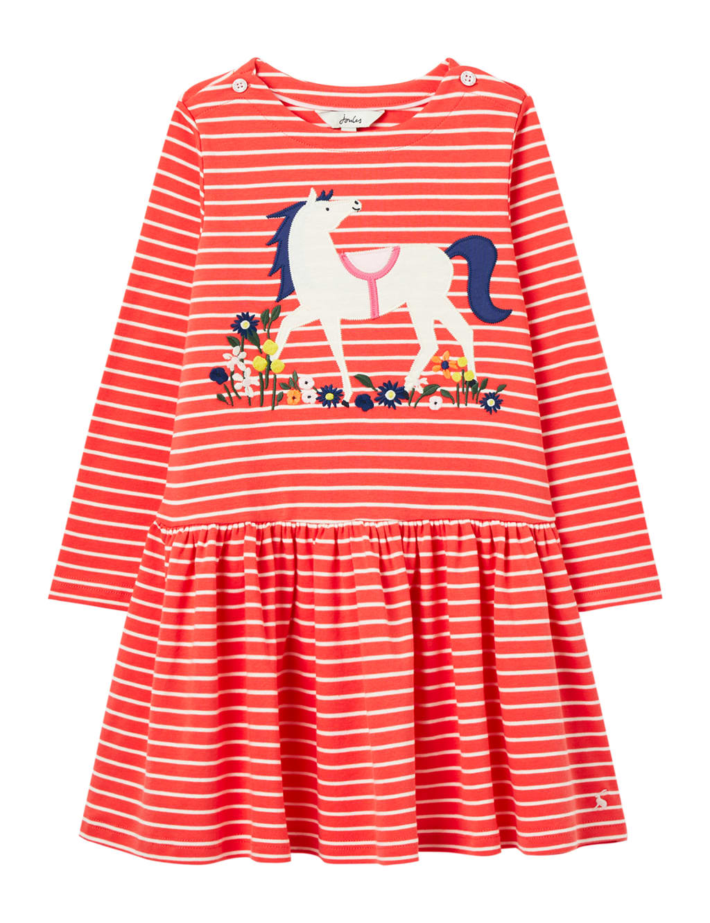 Organic Cotton Striped Horse Dress (2 -8 Yrs) image 1