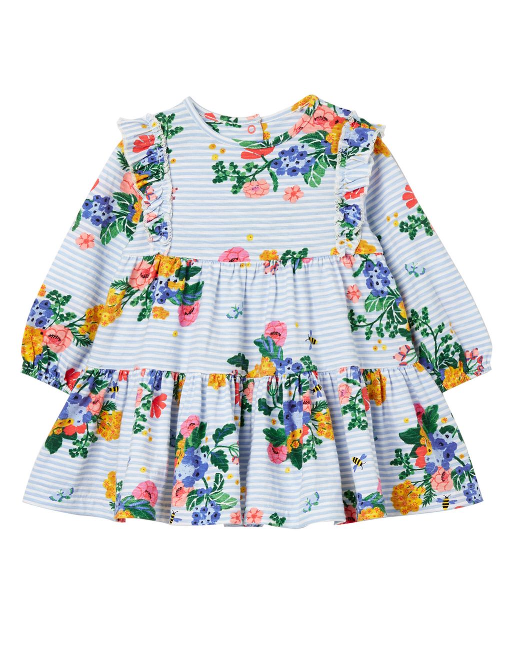 Pure Cotton Floral Striped Dress (0-3 Yrs) image 1