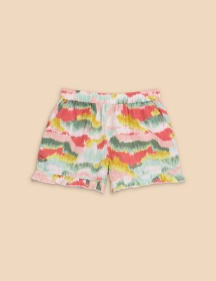 White Stuff Girl's Pure Cotton Tie Dye Shorts (3-10 Years) - 5-6 Y - Pink Mix, Pink Mix