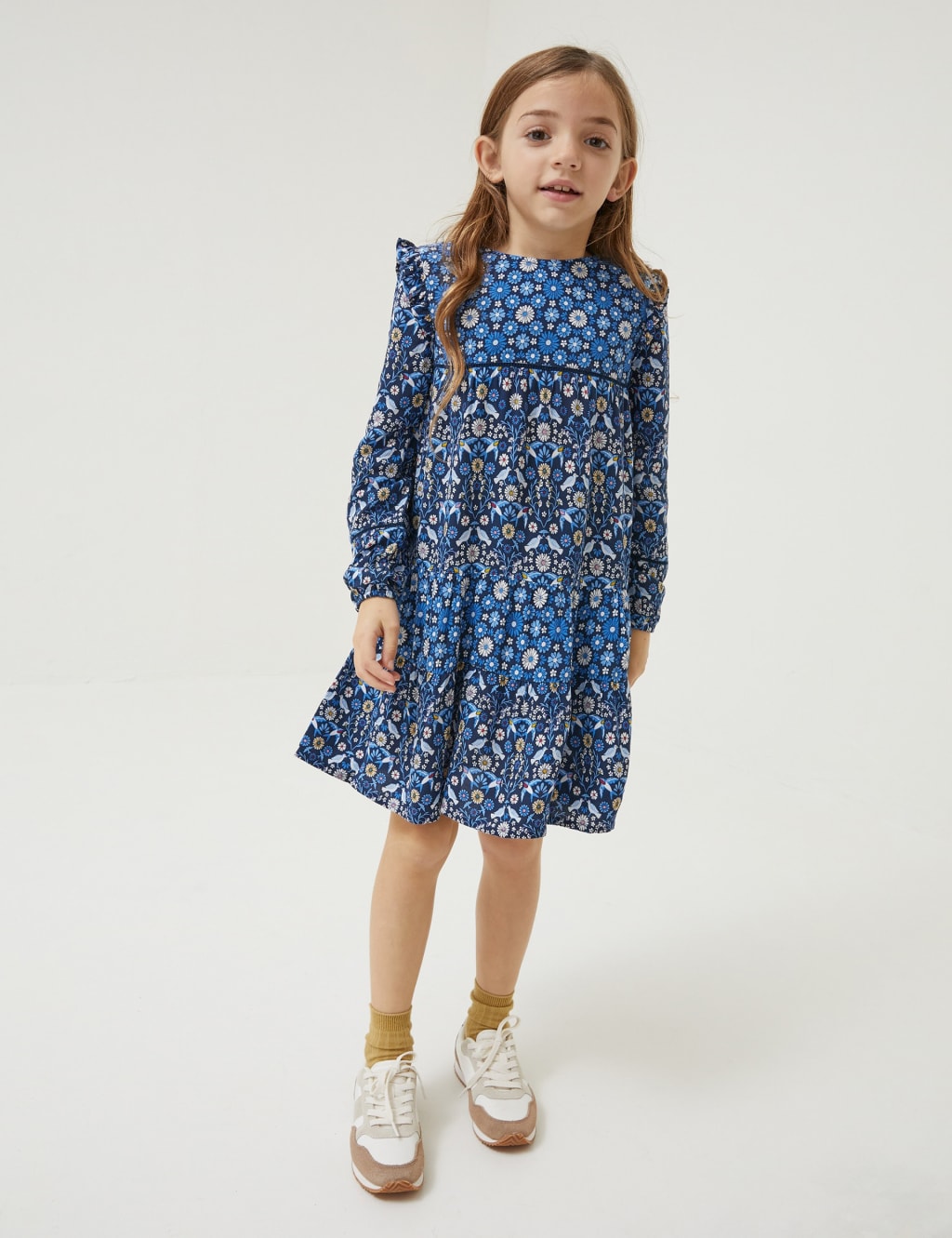 Bird Print Tiered Dress (3-13 Yrs) image 1