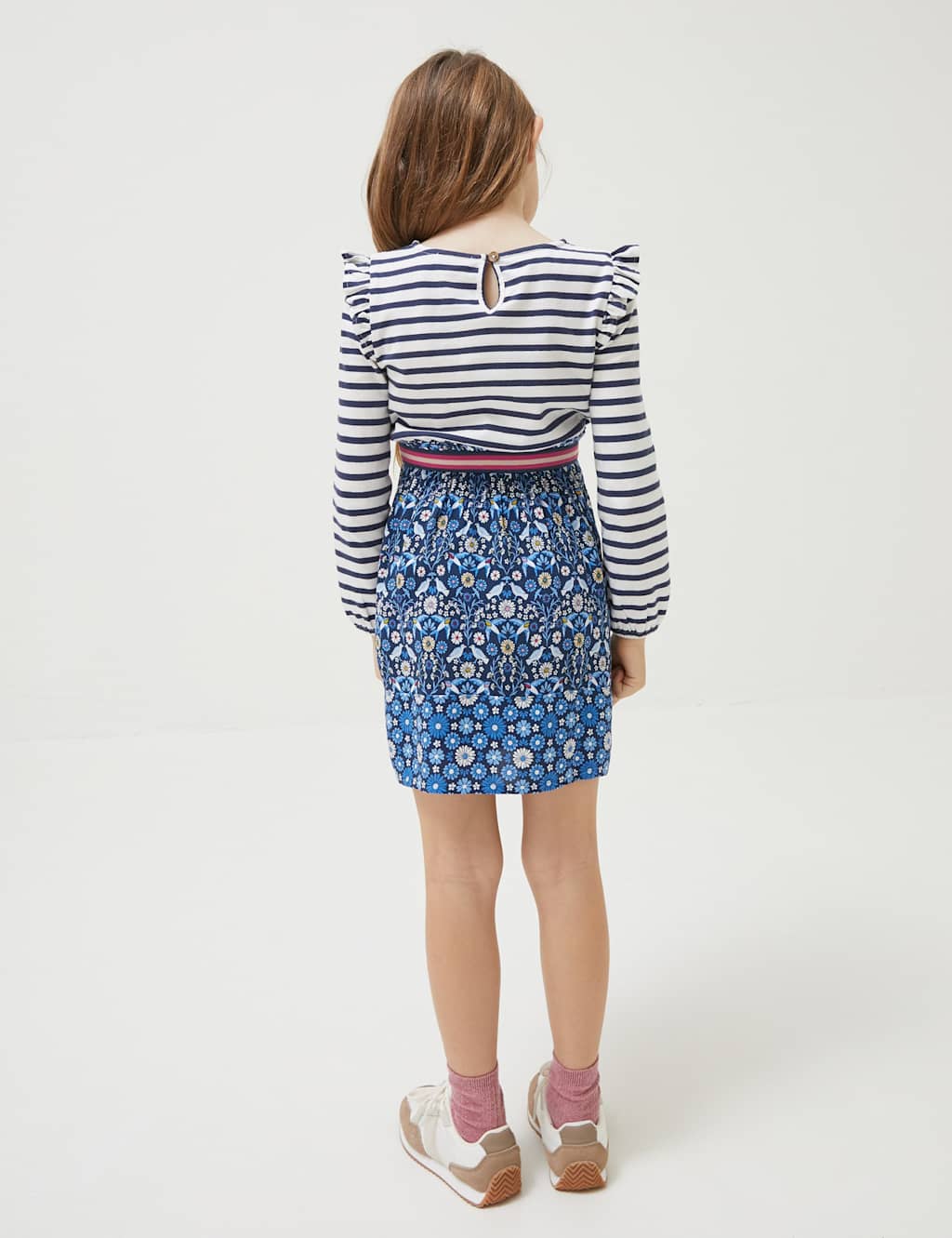 Pure Cotton Striped & Bird Print Dress (3-13 Yrs) image 3