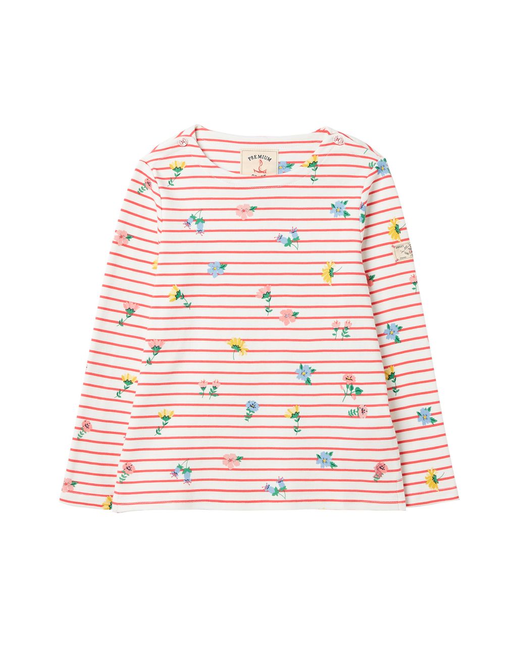 Pure Cotton Striped Floral Top (2-12 Yrs) image 1