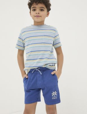 Fatface Boy's Pure Cotton Sweat Shorts (3-13 Yrs) - 4-5 Y - Blue, Blue,Yellow