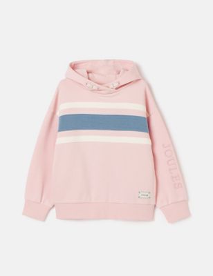 Joules Girls Cotton Rich Striped Hoodie (2 -12 Years) - 10y - Pink, Pink