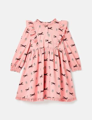 Joules Girl's Pure Cotton Patterned Dress (4-12 Yrs) - 9y - Pink, Pink