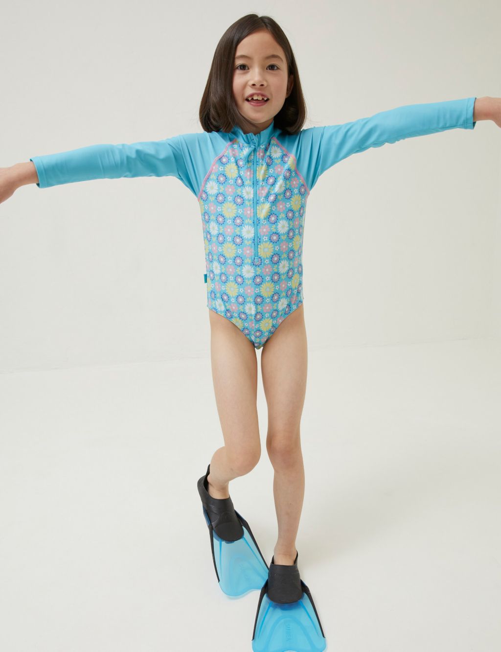 Floral Long Sleeve Swimsuit (3-13 Yrs) image 1
