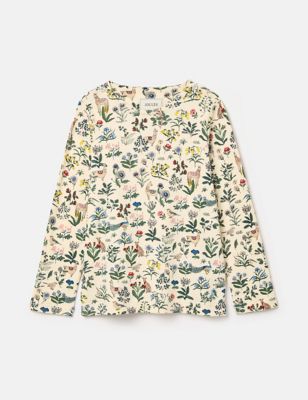 Joules Girl's Pure Cotton Printed Top (2-8 Yrs) - 3y - Cream Mix, Cream Mix