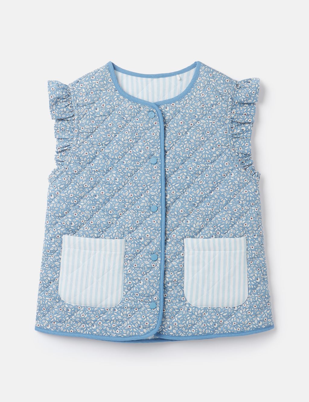 Pure Cotton Striped Floral Gilet (2-12 Yrs)