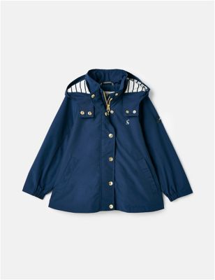Joules Girls Cotton Rich Hooded Coat (2-12 Yrs) - 3y - Navy, Navy,Stone