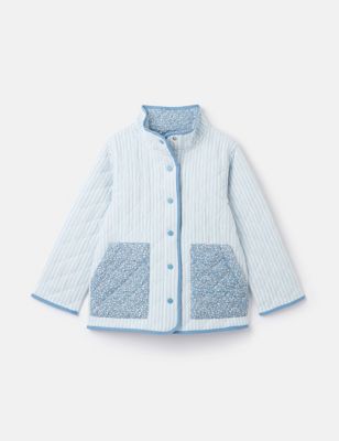 Joules Girls Pure Cotton Striped Jacket (2-12 Yrs) - 3y - Blue Mix, Blue Mix
