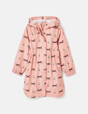 Joules Girl's Pony Print Hooded Packaway Raincoat (2-12 Yrs) - 10y - Pink Mix, Pink Mix