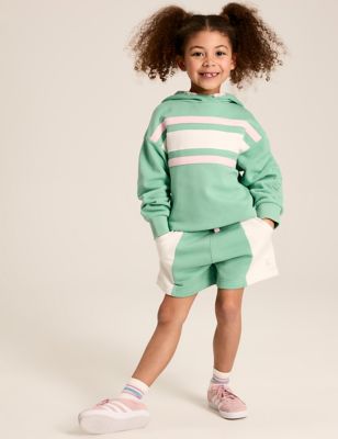 Joules Girl's Cotton Rich Colourblock Shorts (2-12 Yrs) - 11y - Green Mix, Green Mix