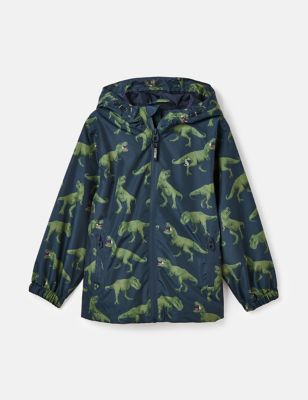 Joules Boy's Dinosaur Hooded Packaway Raincoat (2-8 Yrs) - 7y - Navy Mix, Navy Mix