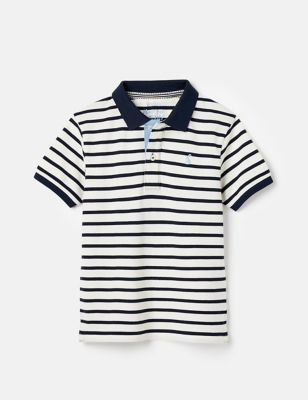 Joules Boy's Pure Cotton Striped Polo Shirt (2-12 Yrs) - 3y - White Mix, White Mix