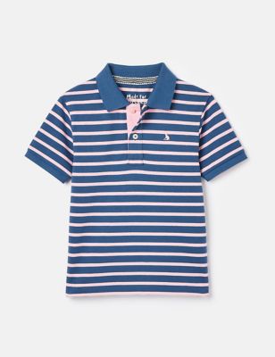 Joules Boys Pure Cotton Striped Polo Shirt (2-12 Yrs) - 3y - Blue Mix, Blue Mix