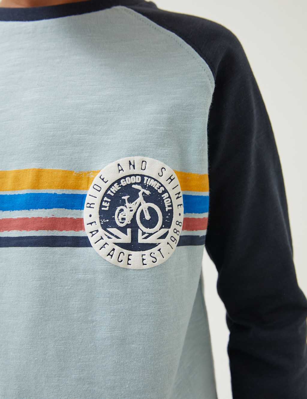 Pure Cotton Striped Bike Print T-Shirt (3-13 Yrs) image 3