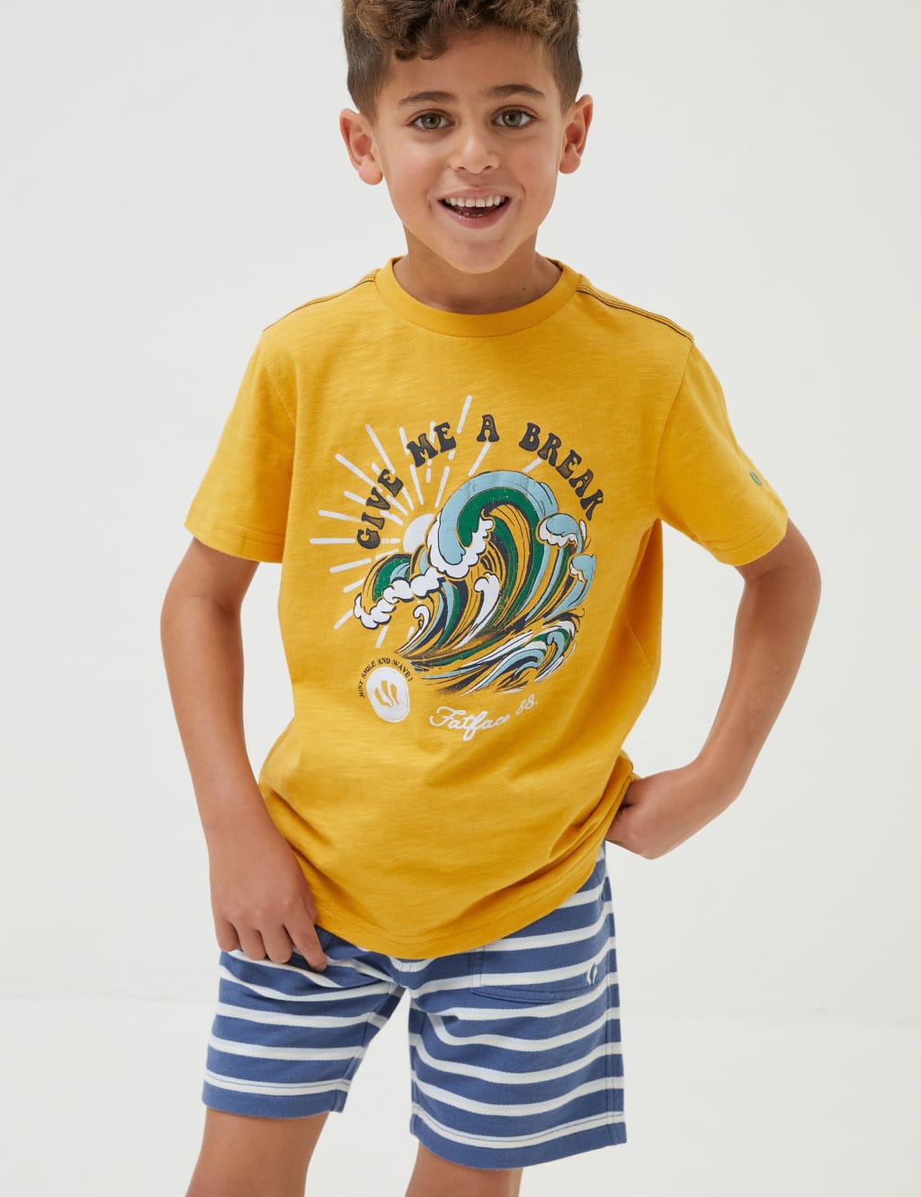 Pure Cotton Wave Print T-Shirt (3-13 Yrs) image 1