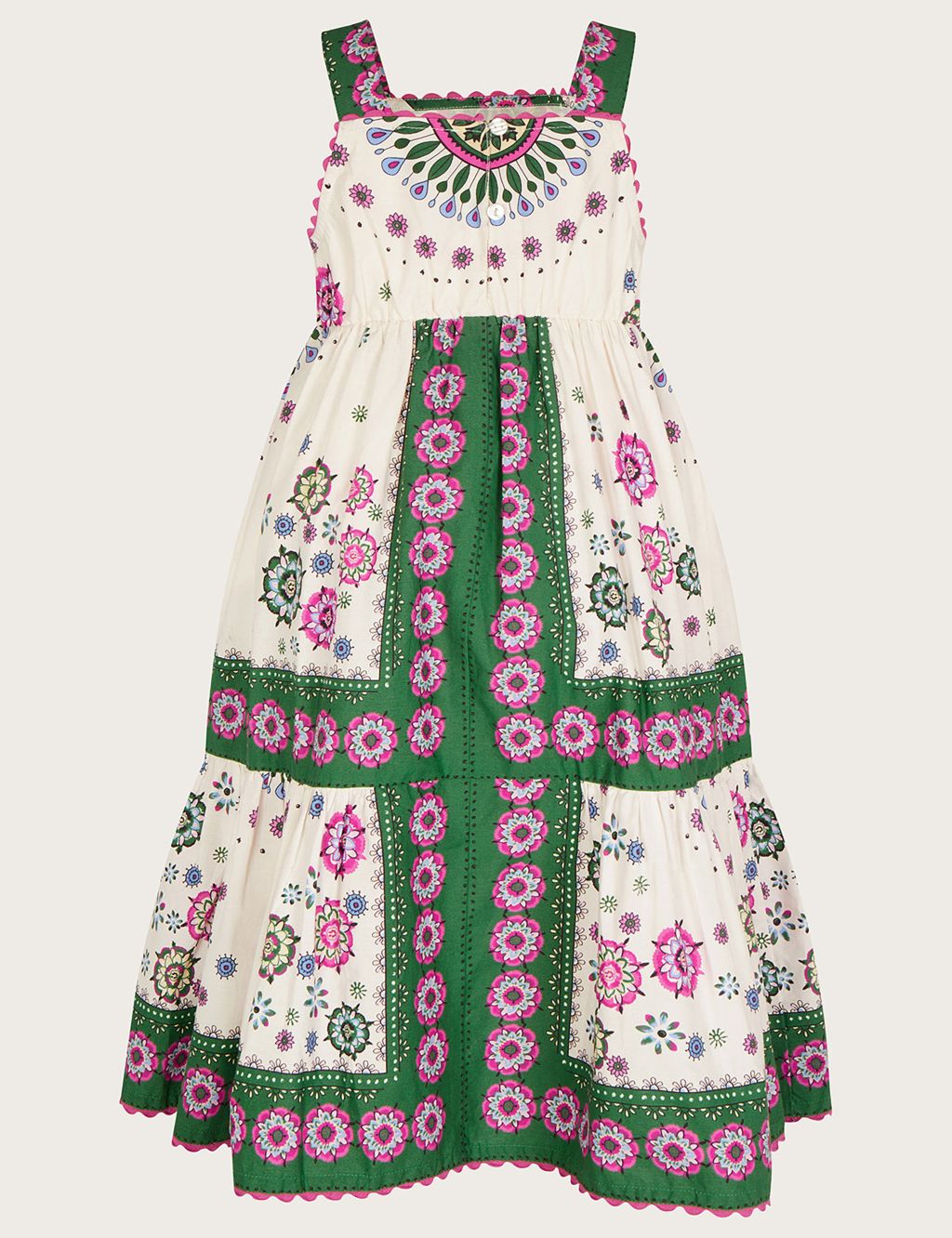 Pure Cotton Floral Tiered Dress (3-13 Yrs) image 2