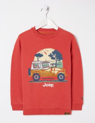 Fatface Boy's Cotton Rich Transport Sweatshirt (3-13 Yrs) - 8-9 Y - Red Mix, Red Mix