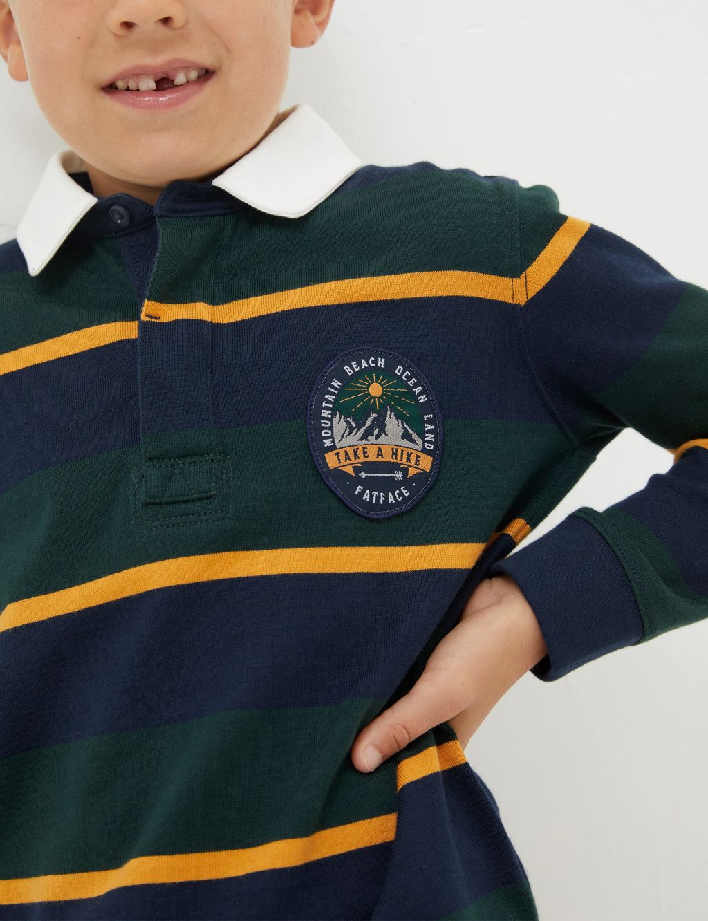 Pure Cotton Striped Rugby Shirt (3-13 Yrs) image 4