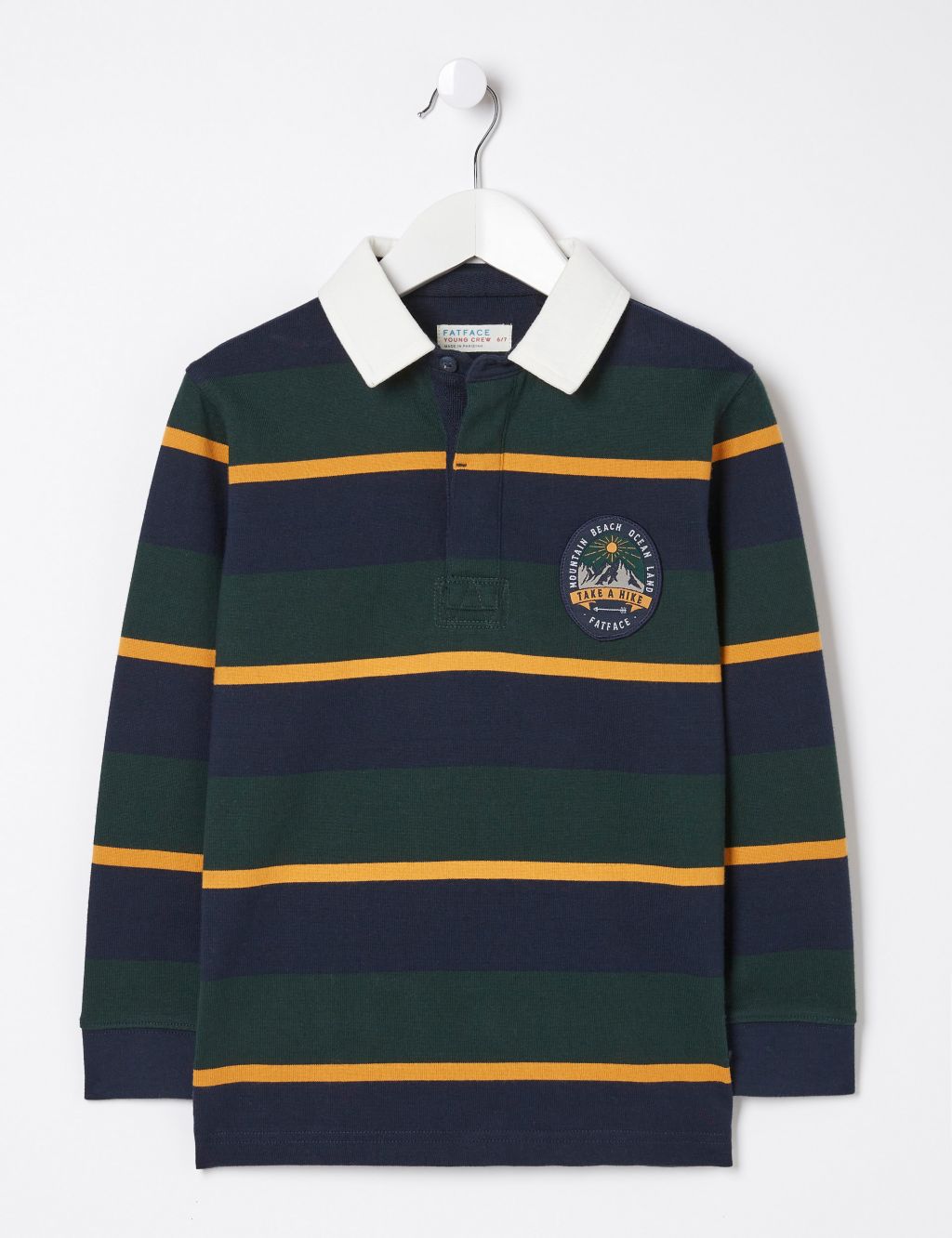 Pure Cotton Striped Rugby Shirt (3-13 Yrs) image 2