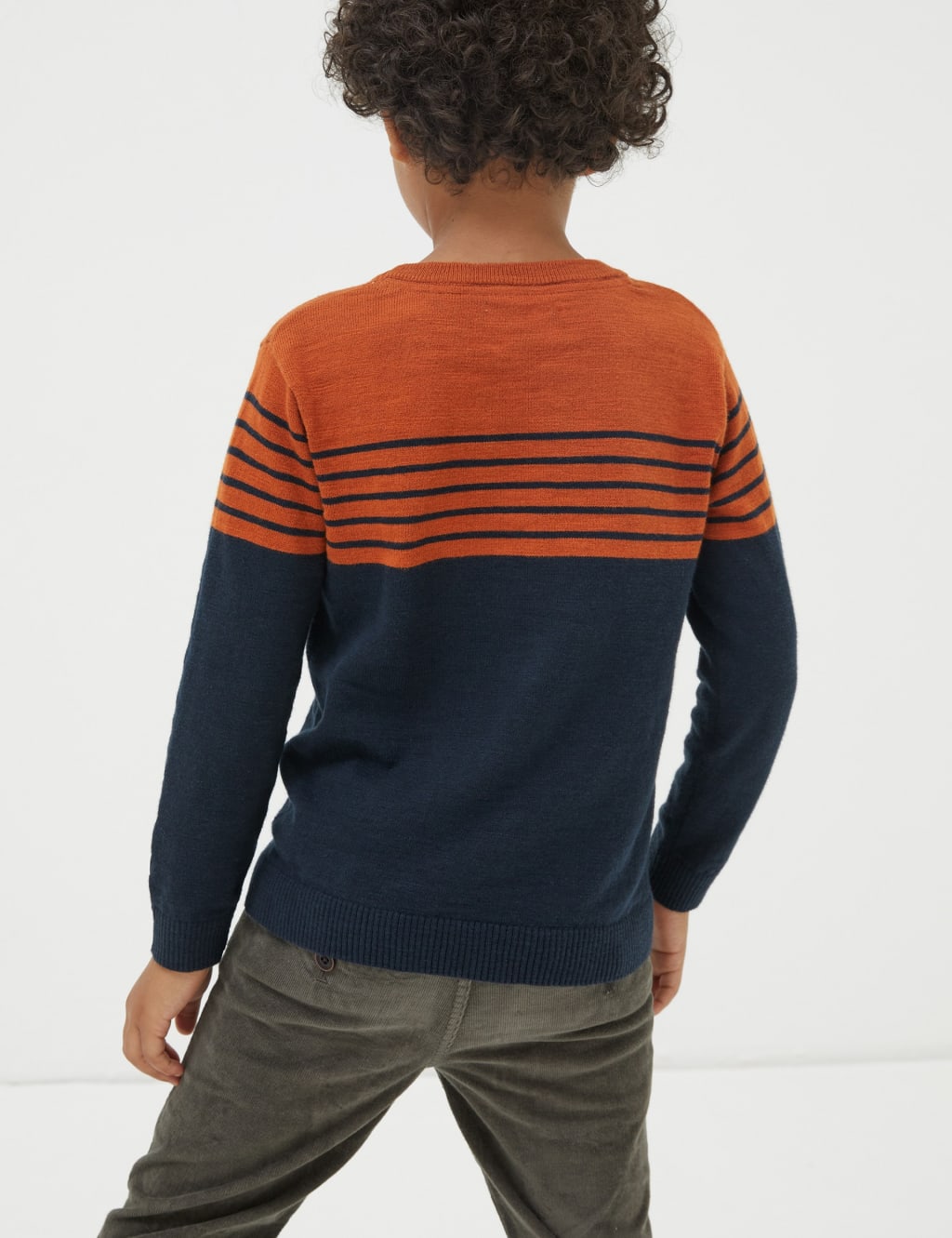 Cotton Rich Chest Stripe Crew Neck Jumper (3-13 Yrs) image 3