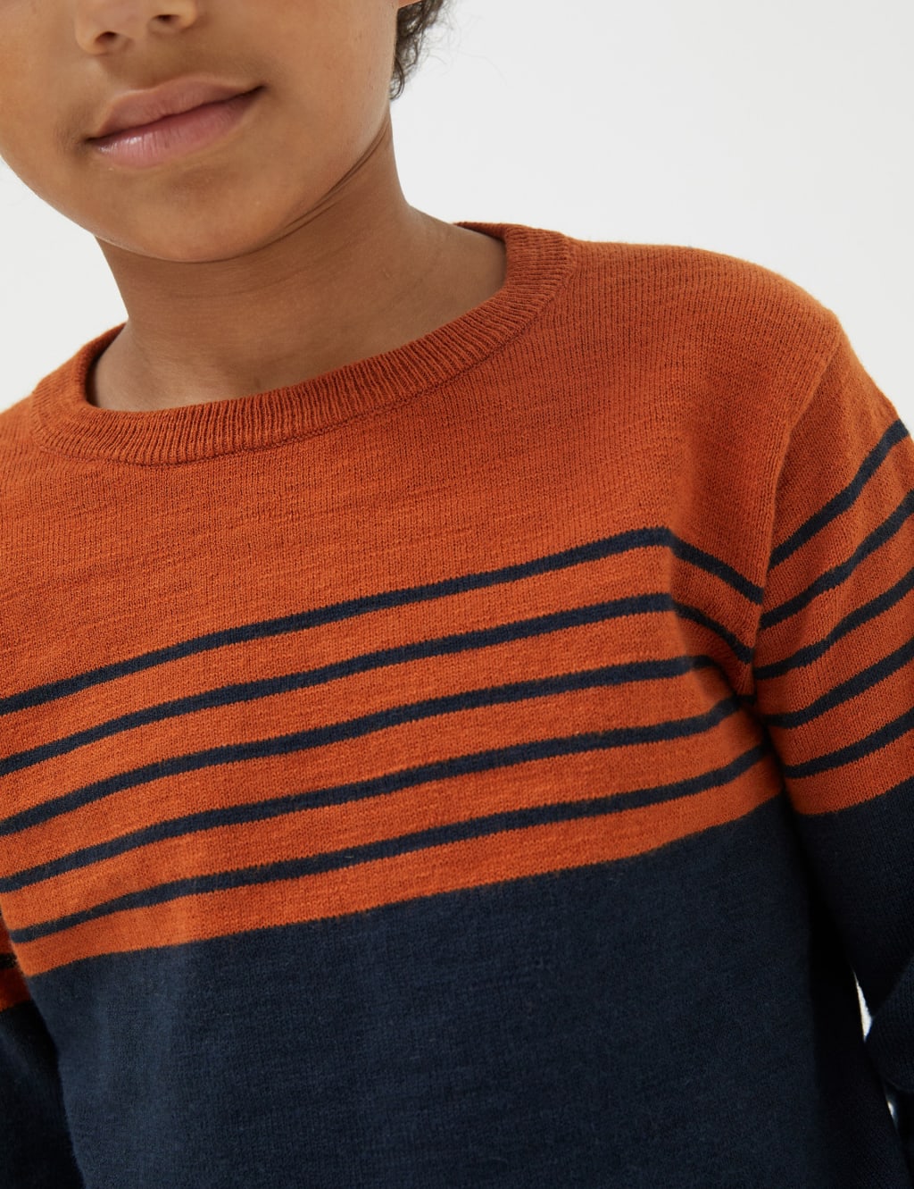 Cotton Rich Chest Stripe Crew Neck Jumper (3-13 Yrs) image 4