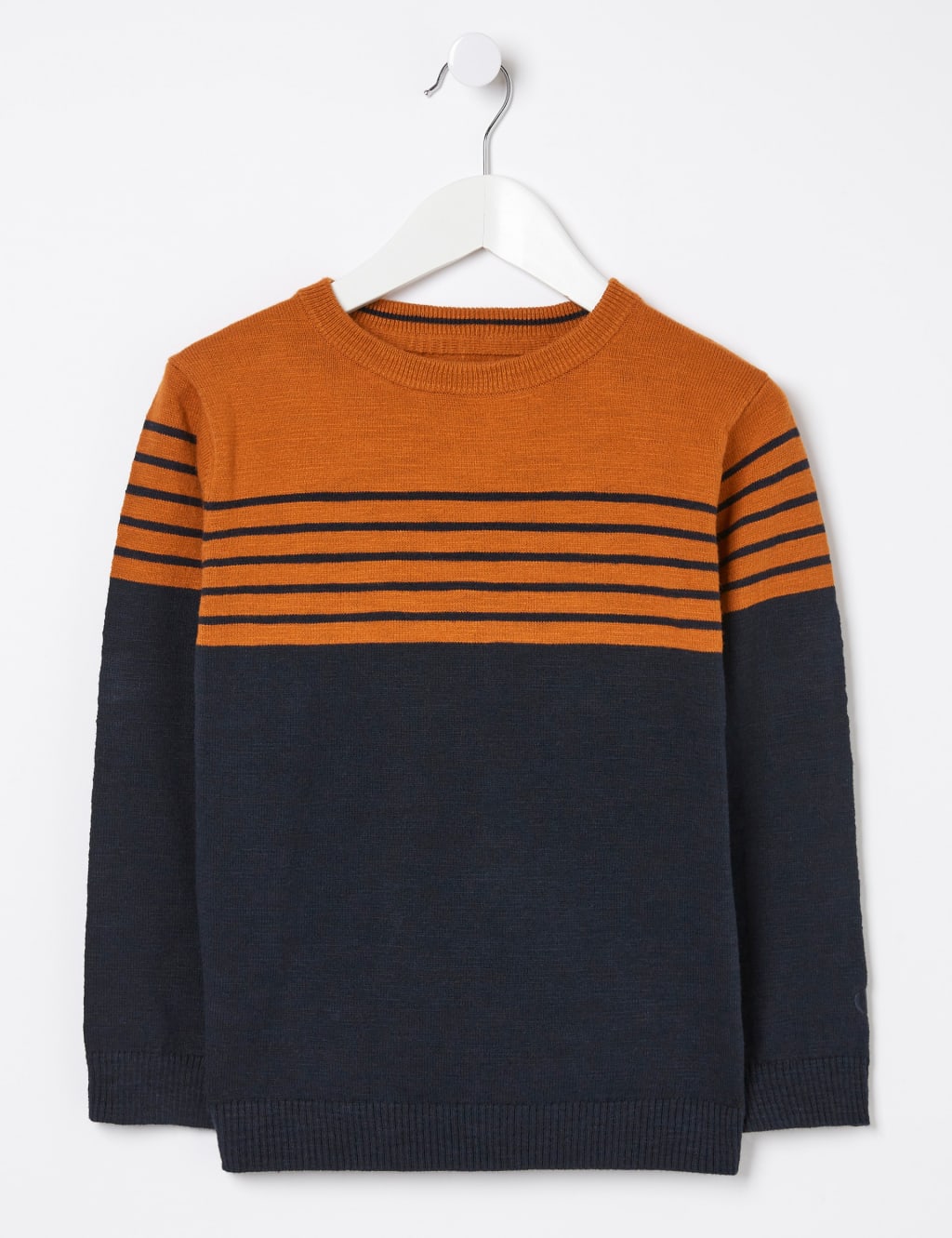 Cotton Rich Chest Stripe Crew Neck Jumper (3-13 Yrs) image 2