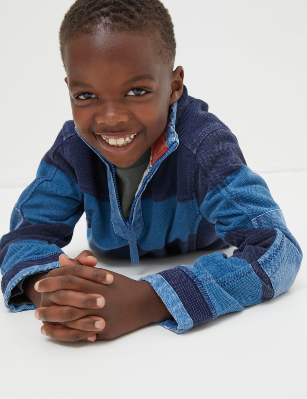 Pure Cotton Striped Half Zip Sweatshirt (3-13 Yrs) image 4