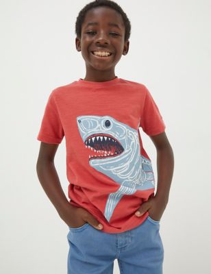 Fatface Boy's Pure Cotton Graphic T-Shirt (3-13 Yrs) - 12-13 - Red Mix, Red Mix