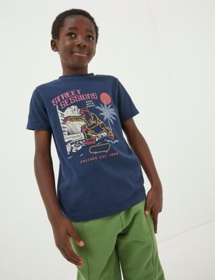 Fatface Boy's Pure Cotton Graphic T-Shirt (3-13 Yrs) - 3-4 Y - Navy Mix, Navy Mix