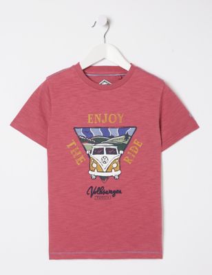 Fatface Boy's Pure Cotton Transport T-Shirt (3-13 Yrs) - 10-11 - Pink Mix, Pink Mix